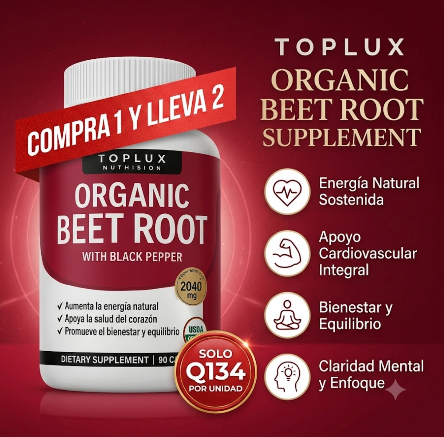 2x1 Organic Beet Root - Aumenta la energia natural